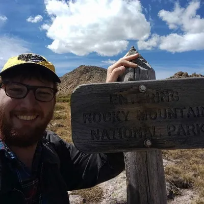 Luke at the top of a mountain pass