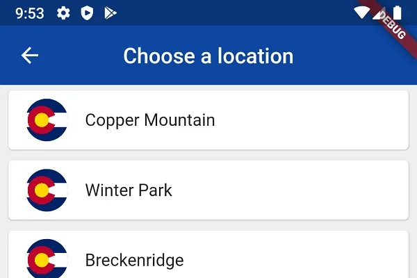 Screenshot of the Snowfall app